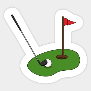 Golf Course Hole with Flag Sticker